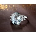 thumbnail image 3 of EOEMY Alloy Silver Large Oval Cut Aquamarine Natural Gem Butterfly Ring Jewelry 6-10-7, 3 of 9