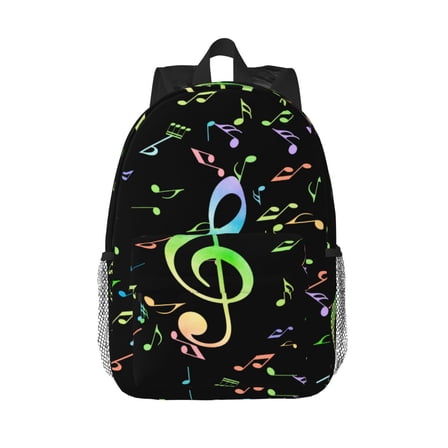 Rateoe Music Notes Pattern Student Backpack Water-resistant Backpack 15-inch Laptop Backpack Lightweight Adjustable School Backpack