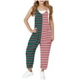 thumbnail image 2 of Jinhomg Jumpsuit for Little Girls 2025 Trendy Color Block Striped Print Bib Overalls Casual Comfy Spaghetti Straps Onesie Long Pants with Pockets 90 Percent off Clearance Sale Army Green 7 Years, 2 of 9