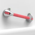 thumbnail image 1 of SAFETY+BEAUTY Suction Shower Grab Bar, Bath Tub Handle with Indicator, Anti-Slip Grip, Metallic Silver Dual Tone (Pink, 17 inch), 1 of 7