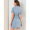 thumbnail image 4 of Vestido de Mezclilla Allegra K Con Cuello y Botones para Mujer Vestido Camisero con Cinturón Azul M, 4 of 6