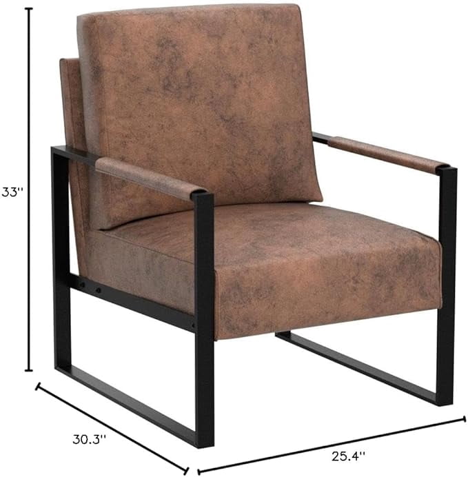 Modern Accent Chair with Durable Square Metal Frame