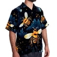 thumbnail image 2 of Starry Bees in the Sky Men's Short Sleeve Poplin Shirt, Button Down Casual Summer Beach Printed Unisex Shirt, 2 of 6