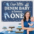 thumbnail image 3 of 7x5FT Denim 1st Birthday Backdrop Our Little Denim Baby is Turning One Photography Background Blue Jean One Year Old Birthday Baby Shower Party Decorations Banner Supplies Photo Booth Props, 3 of 5
