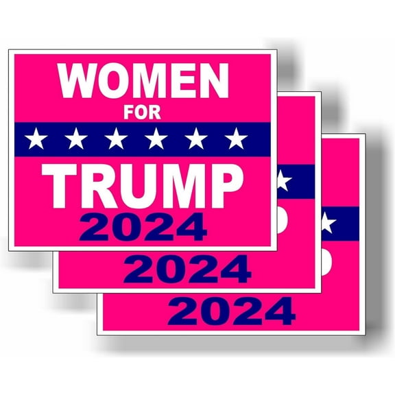 3 Pack Eco Women for Trump 2024 Pink Bumper Magnet 4 in x 3 in