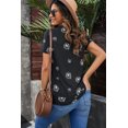 thumbnail image 1 of ABPHQTO Camiseta de mujer con cuello redondo y estampado de diente de león en negro, 1 of 5