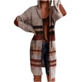 thumbnail image 2 of Mode Femme Décontractée Rétro Chaude Col Rond Manteau Rayé Long Chandail Cardigan Tricoté, 2 of 6