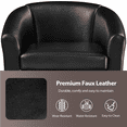 thumbnail image 6 of Renwick Faux Leather Barrel Chair With Curved Armrest, Black, 6 of 7