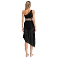 thumbnail image 2 of Doomiva Women's Lyrical Dance Dress Rhinestone Crop Top with Skirted Leotard Ballet Dance Outfit Black XL, 2 of 7