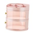 thumbnail image 2 of Organizador de perfumes de maquillaje, vitrina cosmética transparente a prueba de polvo, caja de maquillaje de escritorio redonda con tapa, gran capacidad, capa múltiple, color rosa, 2 of 8