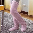 thumbnail image 6 of Plush Leg Warmers Boot Cuffs Sleeping Socks Winter Costume Slipper Stockings Purple, 6 of 9