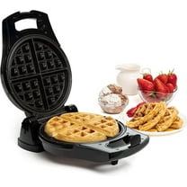 Moss & Stone Belgian Waffle Maker, Electric Waffle Machine, Flips & Non-Stick Grids,Temperature Control, Round Waffle (Black)