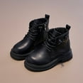thumbnail image 2 of CAICJ98 Little Boy Boots Side Zipper Combat Shoes with Lace Up Ankle Boots for Toddler Girls Black (Little Kid/Big Kid),10.5, 2 of 6