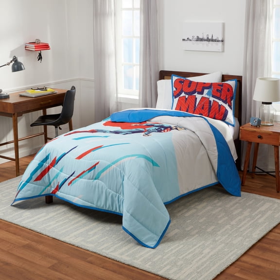 Superman Comic Style 2 Piece Quilt and Sham set, Twin/full