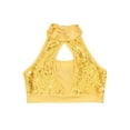 thumbnail image 3 of Xnihocha Kids Girls Sequins Latin Jazz Dance Crop Top Sleeveless Halter Tank Top Modern Dancewear Yellow 14, 3 of 7