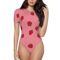 thumbnail image 2 of Picia Strawberries Womens One Piece Swimsuits Modest Tummy Control Bathing Suits Lace Up Slimming Swim Suit-Large, 2 of 9