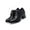 Black, variant on jsaierl Women's Tie Knot Pump Ankle Boots Closed Toe Chunky Stacked Mid Heel Booties