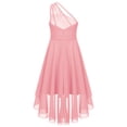 thumbnail image 2 of RUNQHUI Robe en Mousseline Brillante à une Épaule pour Enfants, Robe de Demoiselle d'Honneur pour Fillettes, Robe de Mariage, de Fête Formelle, de Bal, Rose 14, 2 of 5