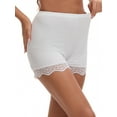 thumbnail image 4 of INSPIRE CHIC Women's Lace Trim Ice Silk Mid-Waister Loose Slip Shorts Light and Breathable Comfort Boyshorts M White, 4 of 5