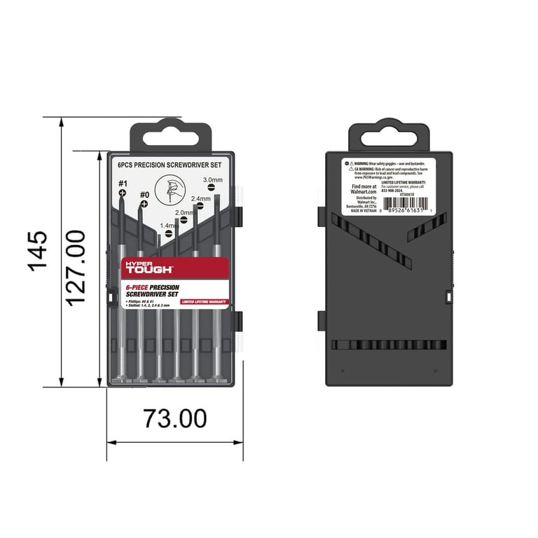 Hyper Tough 6 Piece Precision Philips and Slotted Screwdriver Set