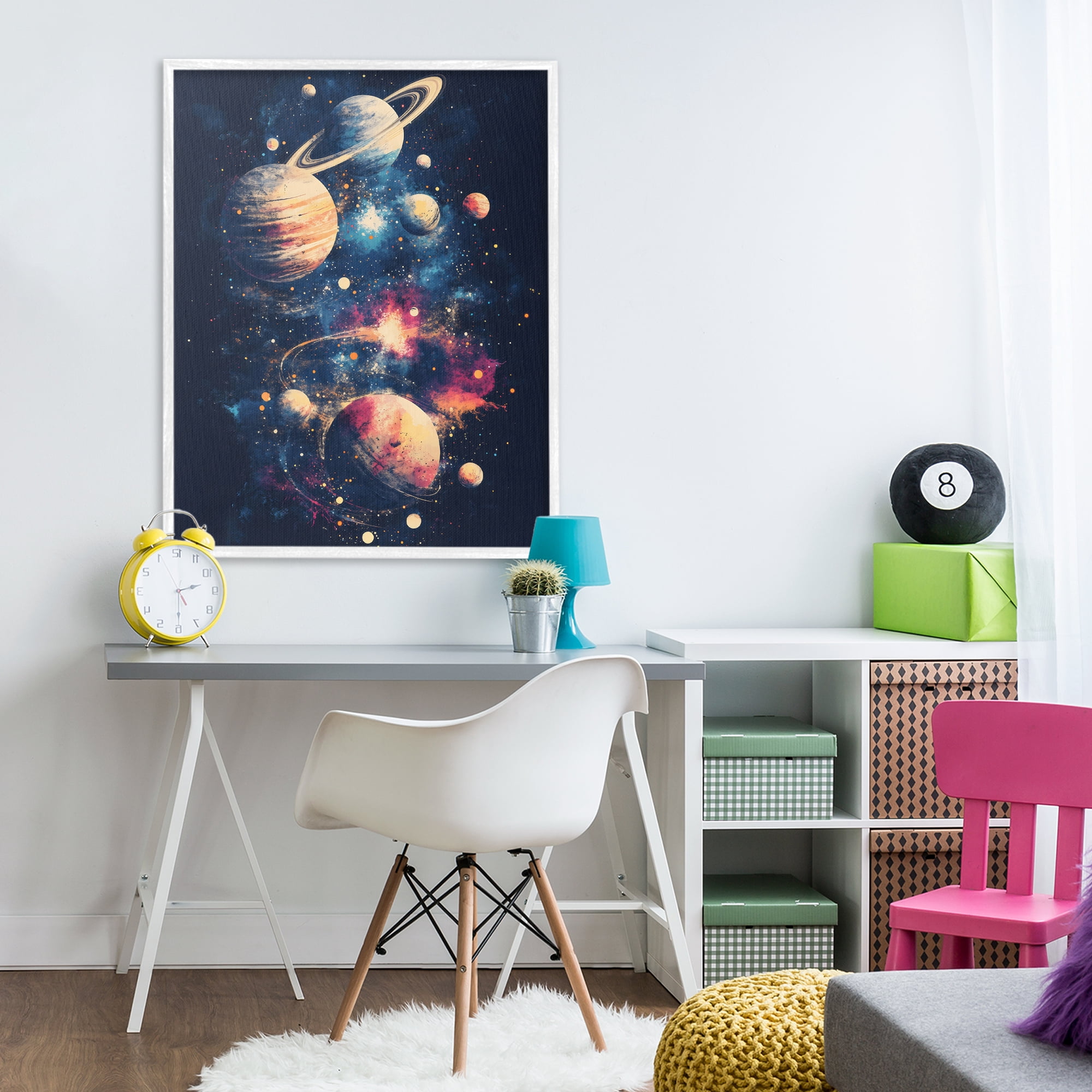 Stupell Industries Cosmic Planet Curiosities White Framed Giclee Art, design by Creative Studio