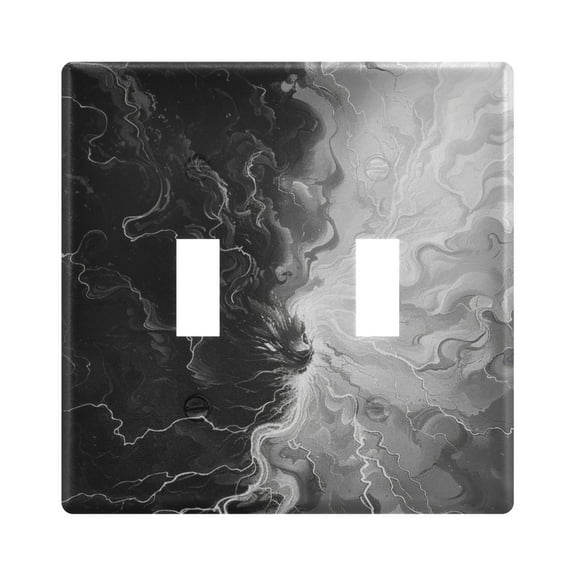 Black and White Tie Dye Light Switch Plate Covers 2 Gang Wall Plate Plastics Outlet Covers for Kitchen Home Office Decor