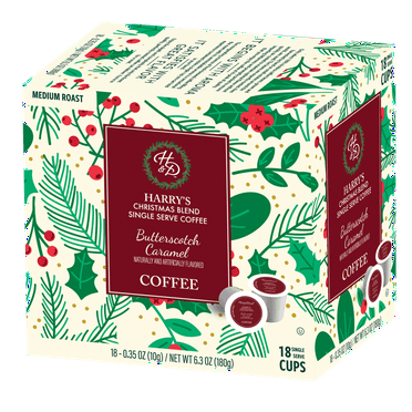 Harry & David Christmas Blend Coffee - Butterscotch & Caramel Coffee - 18 Single Serve Cups