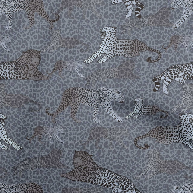 oneOone Georgette Viscose Grayish Blue Fabric Animal Sewing Craft Projects Fabric Prints By Yard 42 Inch Wide