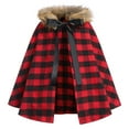 thumbnail image 5 of IBTOM CASTLE Kids Baby Girls Christmas Party Dress Women Xmas Red Plaid Tutu Dress with Hooded Cloak Cape Family Matching Fancy Dress up Costume 4-5 Years Red Dress + Cape, 5 of 8