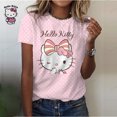 thumbnail image 3 of Camiseta informal de manga corta a color para mujer, camisetas de cuello redondo estilo Harajuku, camisetas con estampado de dibujos animados de Hello Kitty, camisetas gráficas kawaii para mujer, 3 of 5