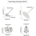 thumbnail image 2 of 200pcs Stainless Iron Ball Stud Earring Stainless Steel Flat Round Earrings Posts Flat Pad Blank Earring Pin Studs with Butterfly Earring Backs for Jewelry Making Findings Silver, 2 of 6