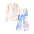 thumbnail image 4 of CPNG Girls Sleepwear Set Tie Dye Crewneck Long Sleeve Top and Matching Pants Soft Comfy Loungewear 2 Piece Set, 4 of 4