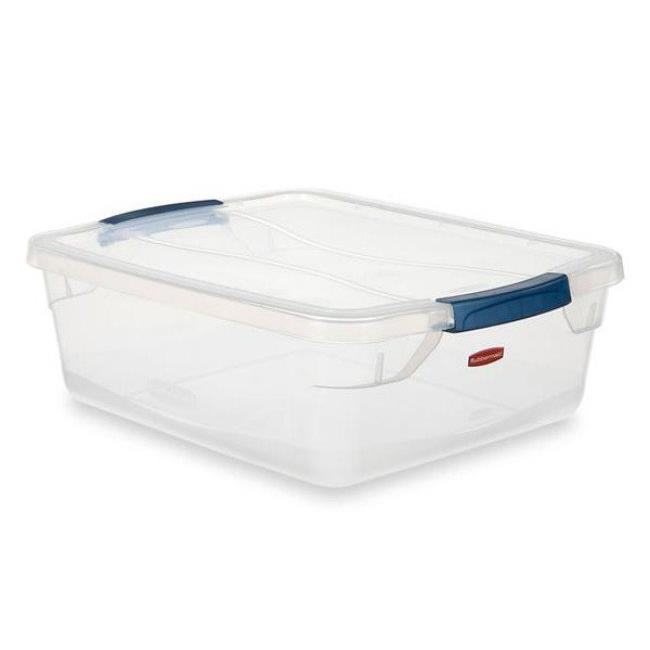 Rubbermaid RMCC710003 Clever Store SnapLid Container Clear, 4 Count, 18.75 x 23.75 x 12.375