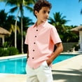 thumbnail image 5 of TIREOW Kids Boys Short Sleeve Dress Shirt Solid Color Button Down Shirt Summer Comfortable Casual Shirt Tops, 5 of 8