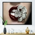 thumbnail image 2 of Designart 'Detail Of Sexy Red Girl Lips' Modern Framed Canvas Wall Art Print, 2 of 5