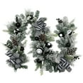 thumbnail image 2 of Northlight Flocked Pine with Harlequin Ornaments and Bows Artificial Christmas Garland - 6' x 8" -, 2 of 9