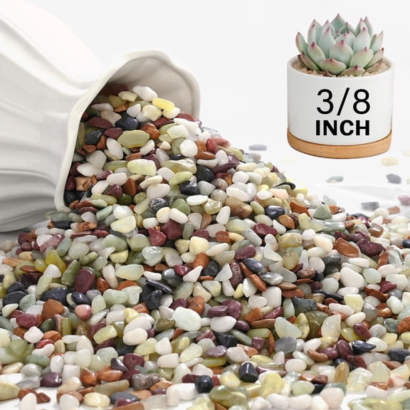 Colorful 3 LBS Decorative River Pebbles, 3/8 Inch Polished Pea Gravel for Fish Tank, Succulent, Cactus, Vase Fillers, Indoor Plant & Landscaping Use