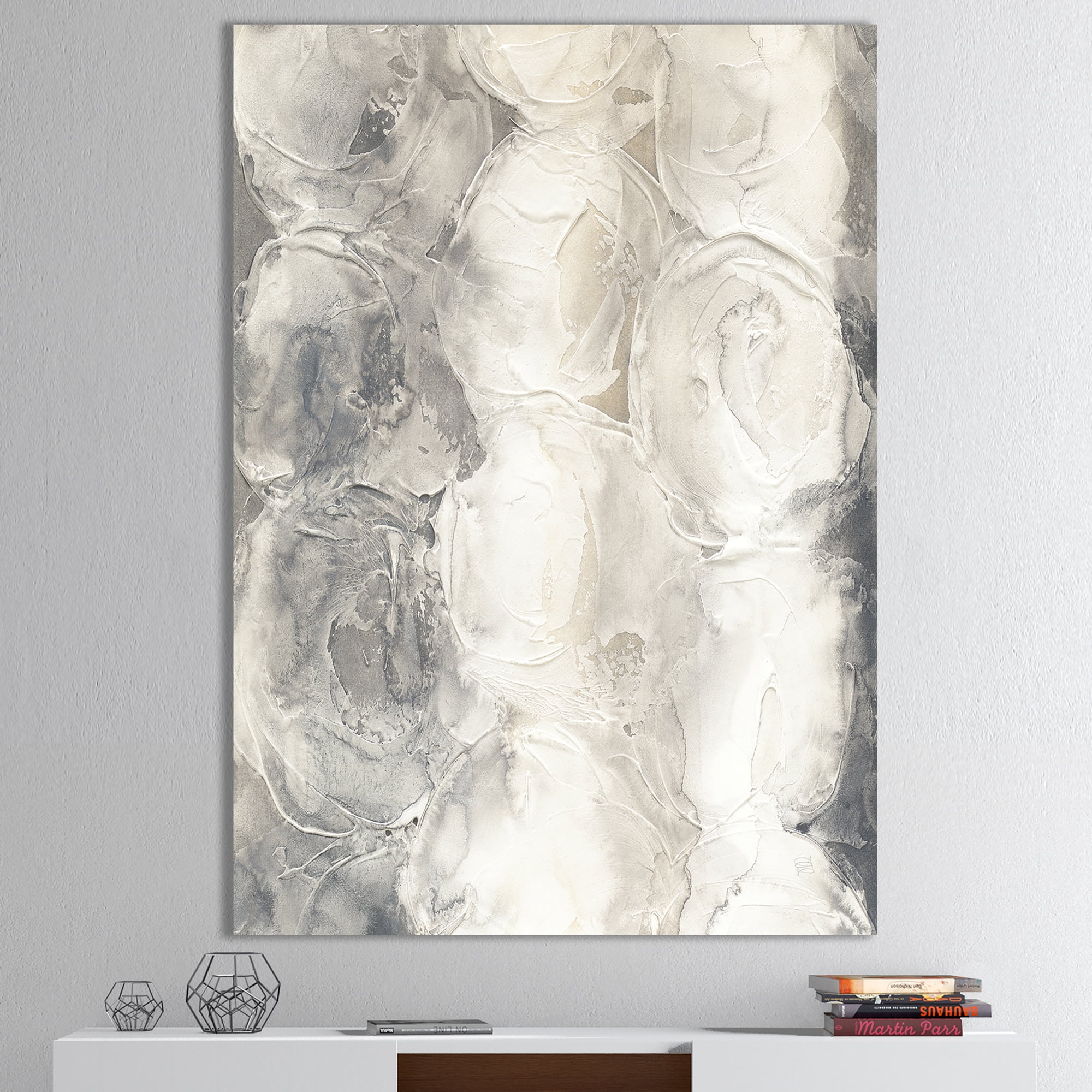 Designart 'Gray Circles I' Modern & Contemporary Premium Canvas Wall Art