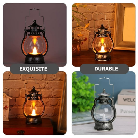 Toyvian Led Night Light LED Kerosene Lamp Silver Plastic 2Pcs