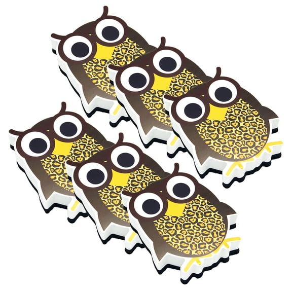 Ashley Productions Magnetic Whiteboard Eraser, Wise Owl, Pack of 6