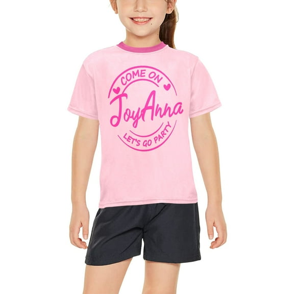 Barbie Pink Party T-shirt (Size:8-9Y; Style:joyanna Big Girls' All Over Print Crew Neck T-Shirt (Model T40-2);)