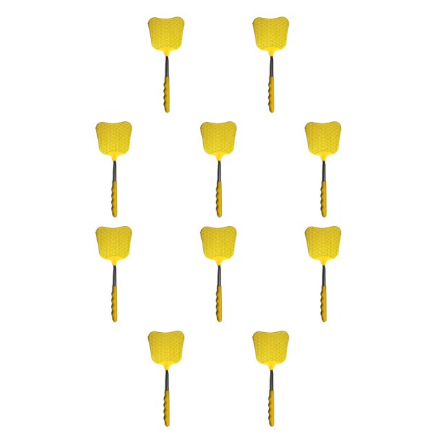 Moyic Matamoscas de acero inoxidable, antideslizante, Color sólido, portátil, ergonómico, telescópico, 12cm, PE, matamoscas, insectos, Amarillo 10Conjunto