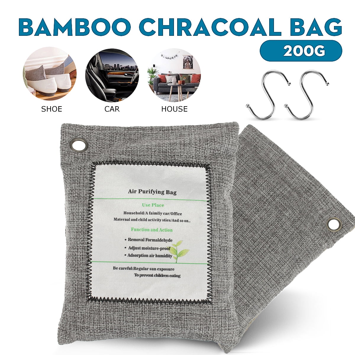 Air Purifying Bags Activated Bamboo Charcoal Bags Natural Air Purifier