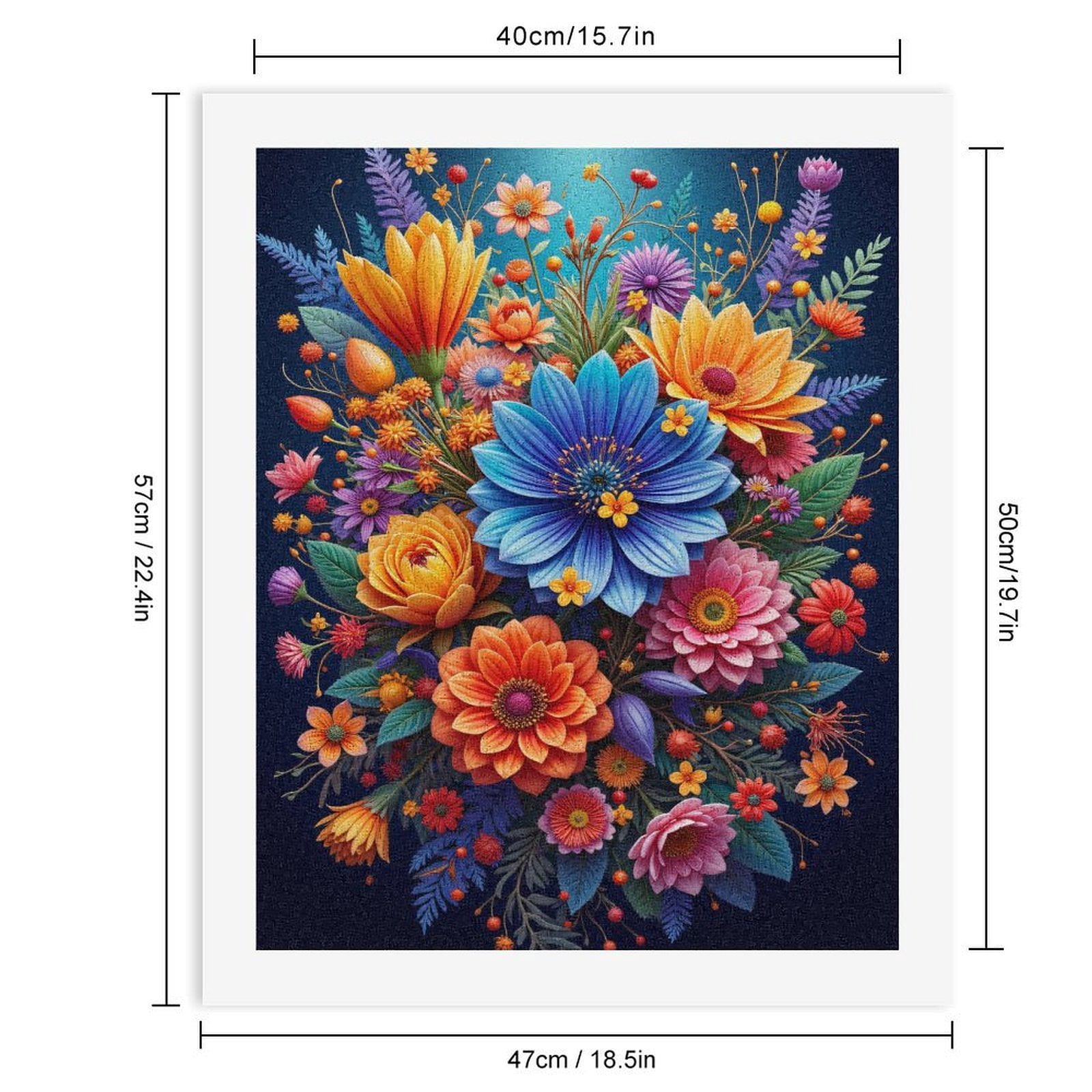 Paint By Numbers Kit for Adults Beginner - DIY Floral Bouquet Colorful Bloom Art Canvas Painting Kits for Adults, Frameless Paint By Number for Adults for Home Wall Decor 16x20 Inch