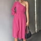 thumbnail image 5 of Vestido Casual, Cintura Alta, Un Hombro, Linterna, Manga Larga, Poliéster Para Fiestas. ANGGREK  BA1711, 5 of 5