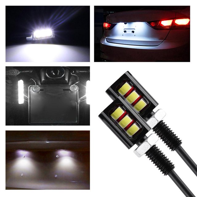 1 par de luces de perno de tornillo de placa de matrícula para motocicleta de coche de 12V