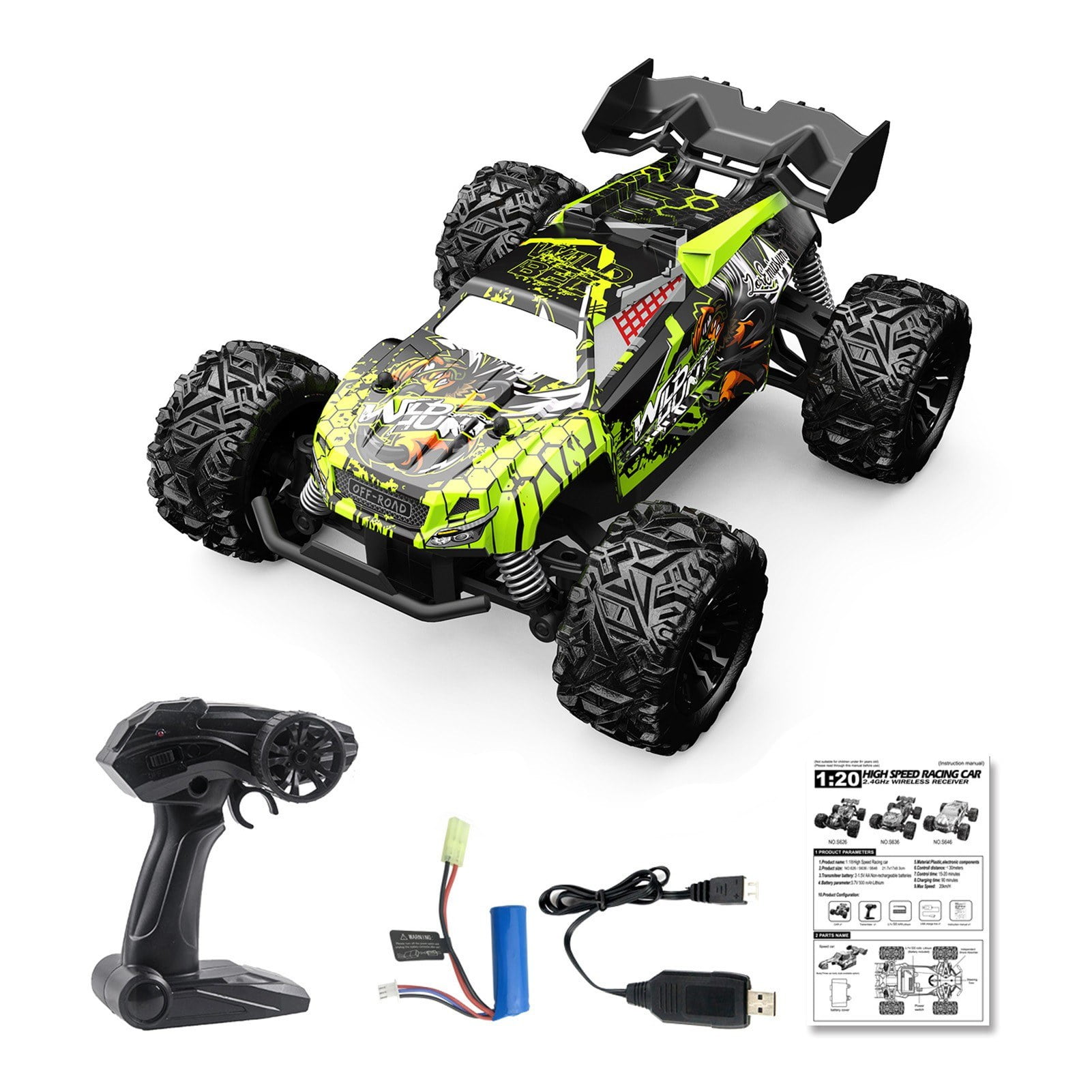 1:20 Scale 2.4GHz Remote Control Off-Road Racing Car 4WD High Speed