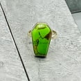 thumbnail image 4 of Natural Green Copper Turquoise Gemstone Unisex Ring, Statement Promise Proposal Coffin Jewelry, Engagement Wedding Women's Gifts Ring (Green Copper Turquoise, Size 7), 4 of 5