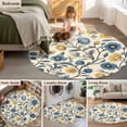 thumbnail image 5 of Vintage Blue Yellow Round Area Rug 4 FT, Non Slip Indoor Outdoor Rug, Spring Enchanted Garden Florals Washable Soft Circular Carpet Non-Shedding Floor Mat for Coffee Table Nursery Foyer Balcony, 5 of 8