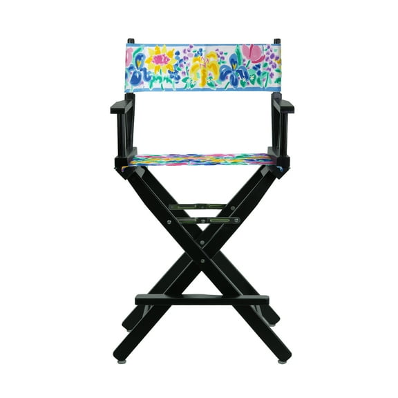 24" Director's Chair Black Frame-Garden Flowers